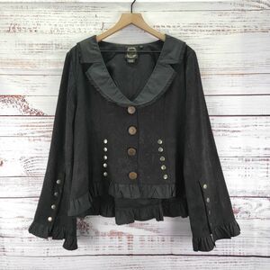 Funhouse Womens Size XL Victorian Gothic Steampunk Jacket Top Y2k Black L/S